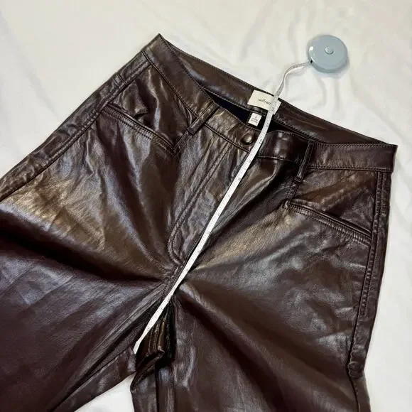 Wilfred Aritzia Brown Faux Leather Flare Pants Women's 8 Y2K 90s Bootcut Concert - Picture 6 of 16